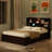 Twin Size Wood Platform Bed With Bookcase Headboard, Built-In Downlight, Charging Station, And 2 Side Drawers, Expresso-2104529463