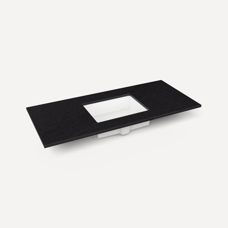 Plateau de meuble-lavabo en pierre de quartz Craft Series, Noir, Triple