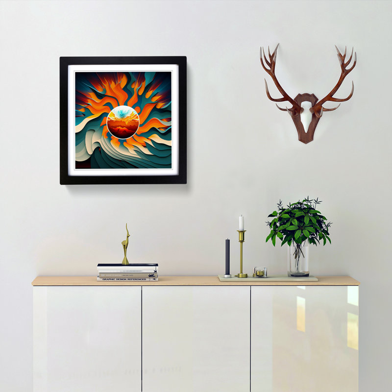 Sun Abstract Art - Framed Print, Black