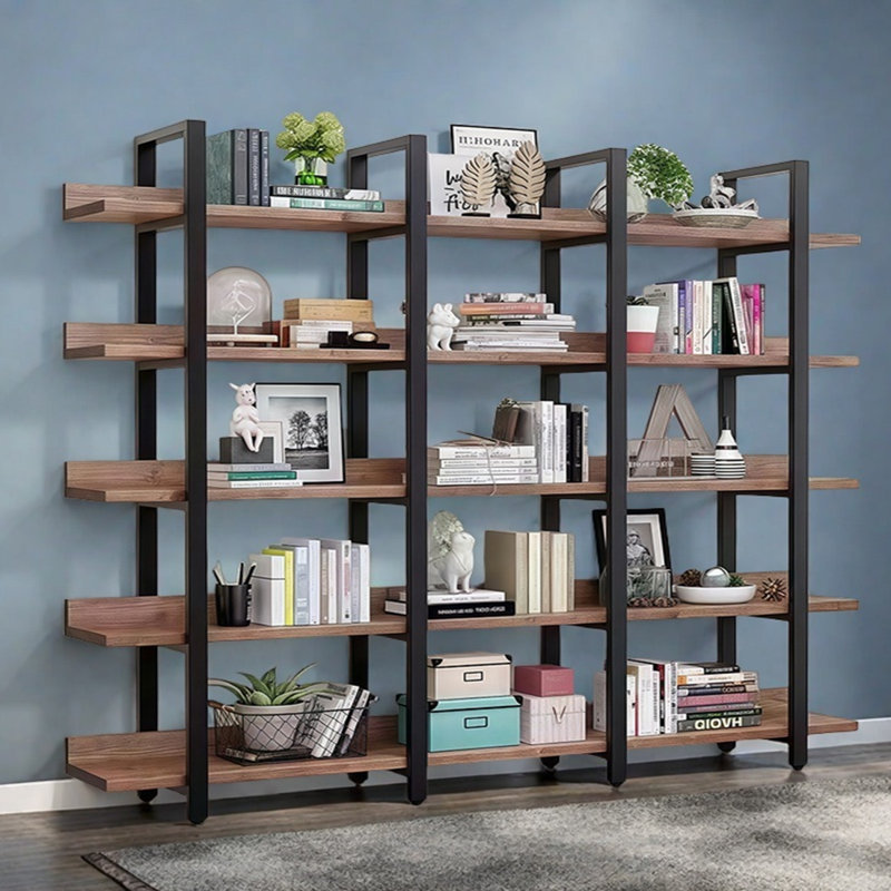 A versatile and fashionable bookcase, (5 Shelves) 71.6"H x 94.4"W x 11.8"D