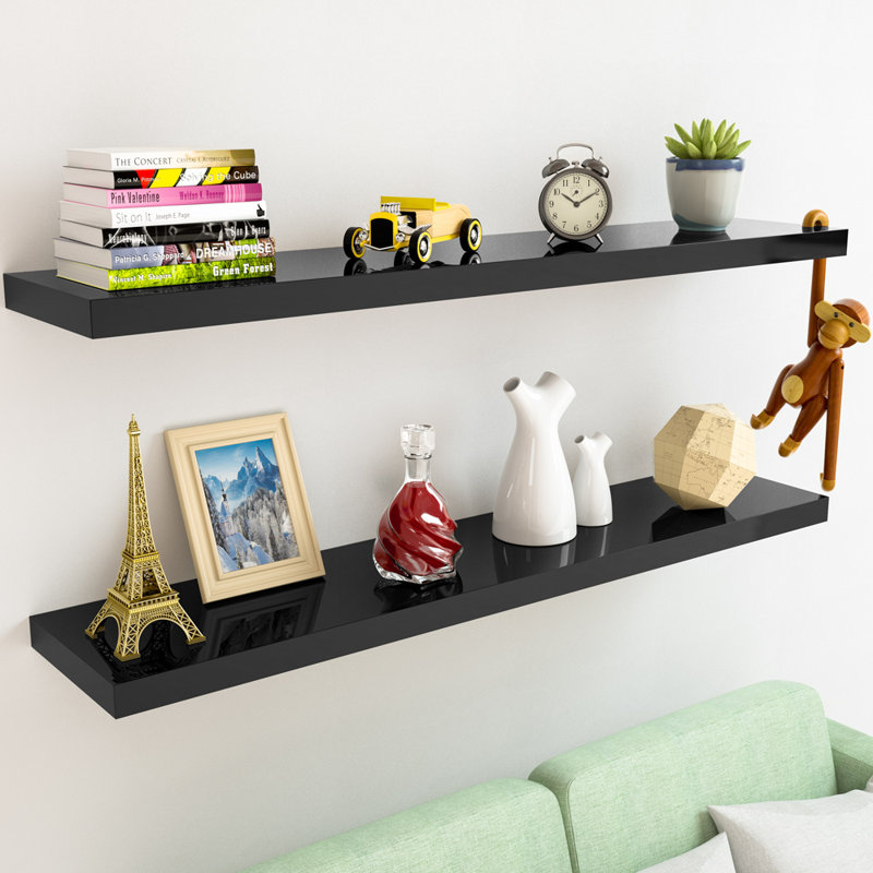 Mehta Floating Shelf, 3.8cm H x 90cm W x 23cm D, Gloss Black
