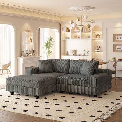 Alcala L Shaped Corduroy Couch Reversible Chaise Upholstered Modular Sectional Sofa
