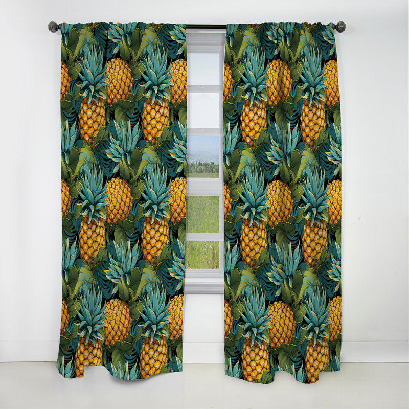 Pineapple Serenity - motif tropical III - Rideau à motif floral - Rideau occultant - 1 panneau, L 52 po x L 84 po