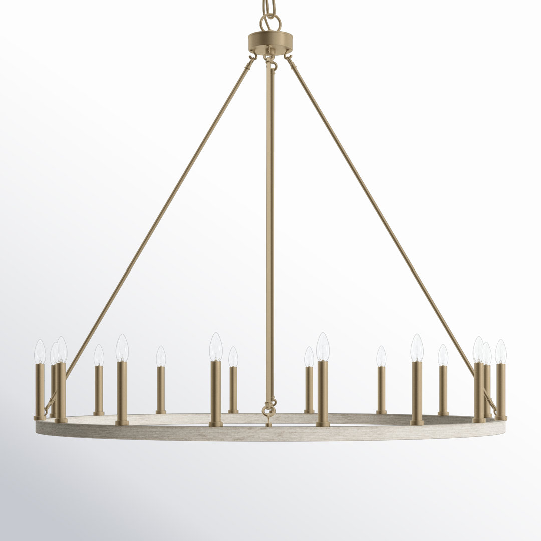 Adriana 16-Light 47" Dimmable Farmhouse Wagon Wheel Chandelier for Dining Room & Living Room Birch Lane™ 