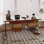 Bureau d'écriture rectangulaire à 3 tiroirs en bois massif brun rougeâtre-1698408619