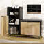 Banc de rangement pour chaussures en L avec tiroir rabattable et tablettes et coussins réglables