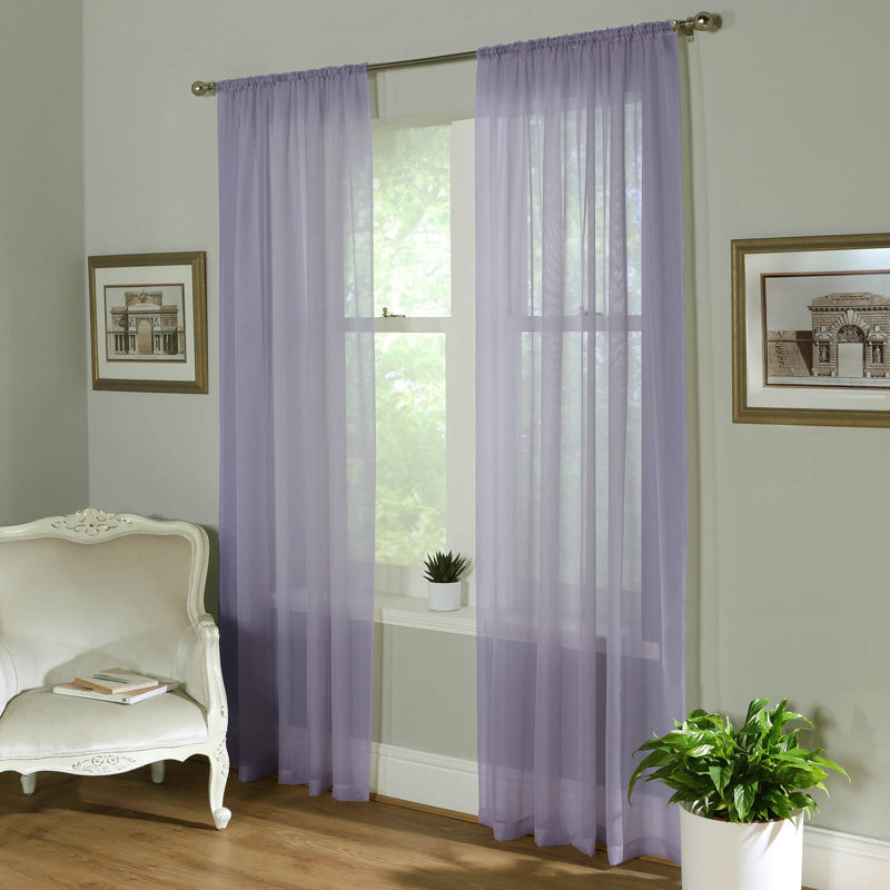 Alayjiah Sheer Slot Top Panel Pair, 149cm Width x 122cm Drop, Lavender