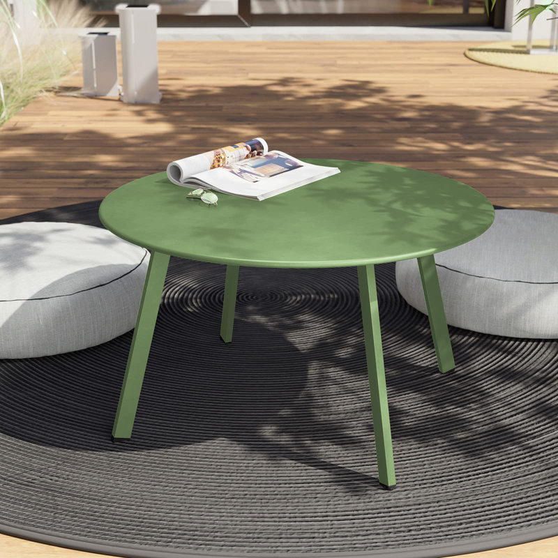 Outdoor Round Coffee Table, 28'' Patio Side Table For Backyard Patio Deck, Sage Green