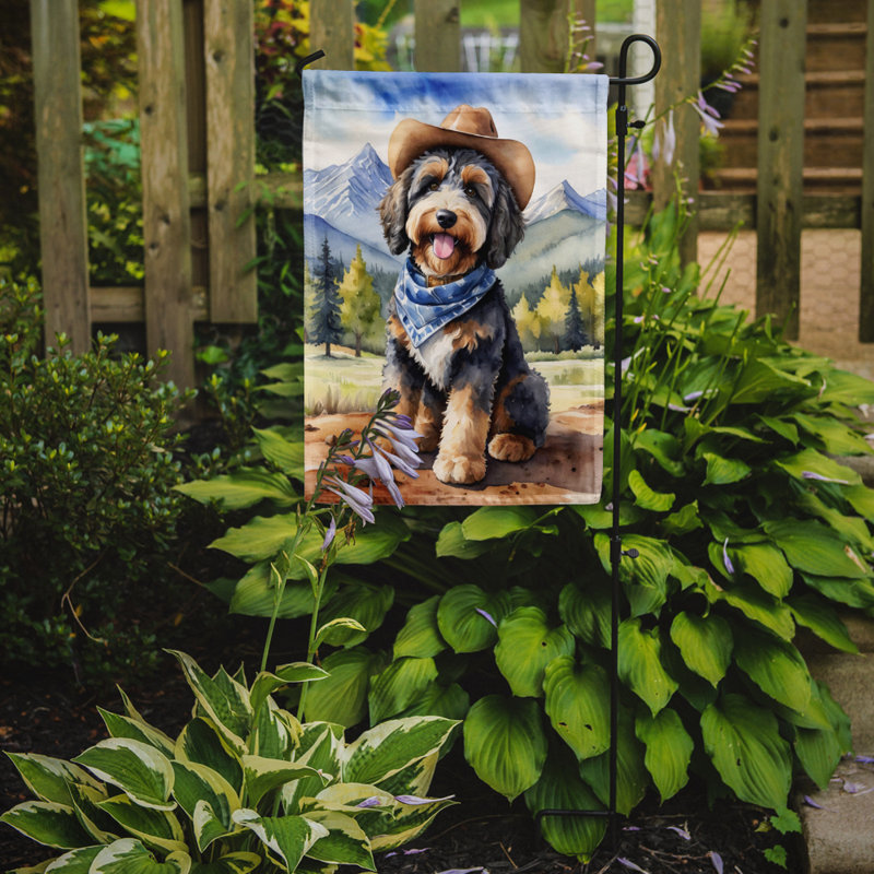 Drapeau Cowboy Welcome Garden, Bernedoodle