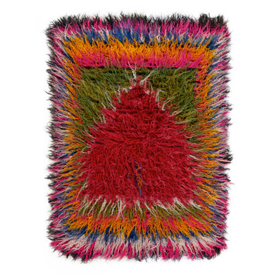 One-of-a-Kind 3'8" X 5'1" 1950s Wool Area Rug in