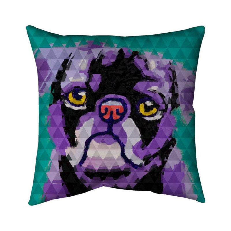 Geometric pug - 20"x20" Throw pillow - Poly twill - Print on demand