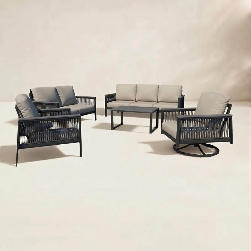 Townsend 7 - Person Patio Conversation Set with Cushions, Cast Silver