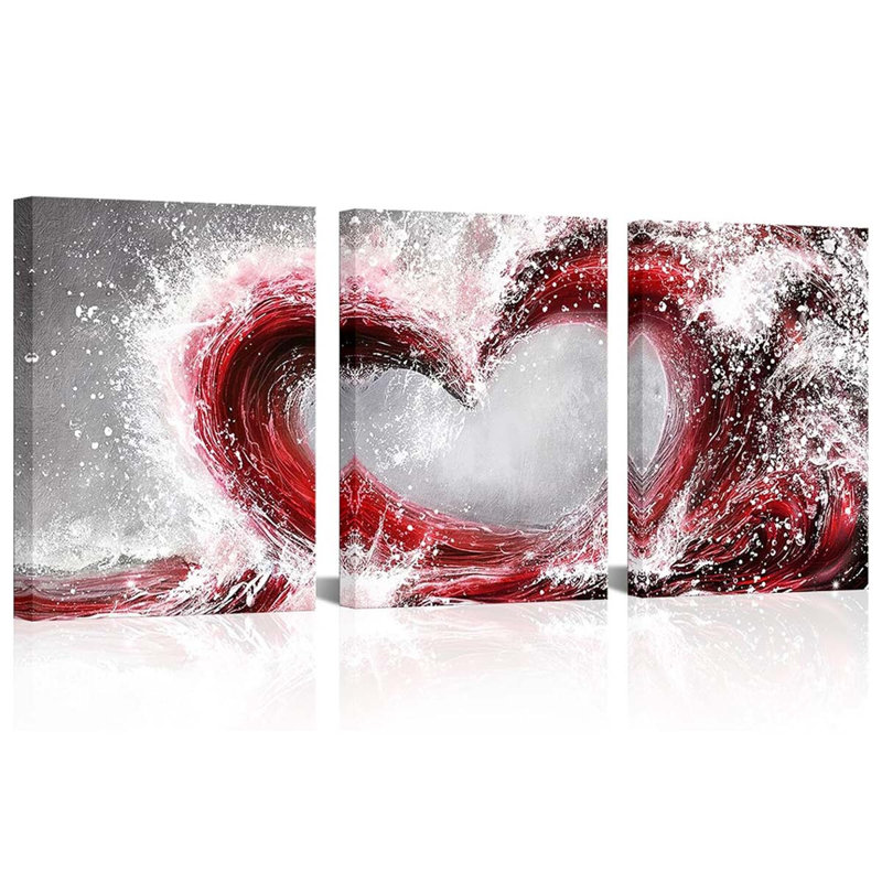 3 Piece Wrapped Canvas Print, Red