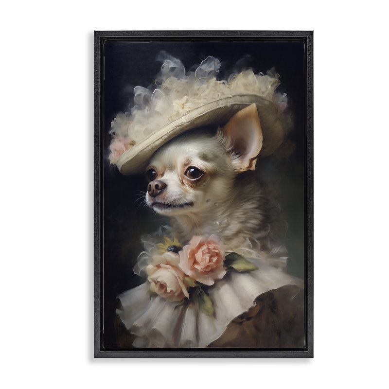 Cadre flottant Chihuahua Classic Fashion, design par Wumples, H 25 po x l 17 po, Cadre flottant noir de jais