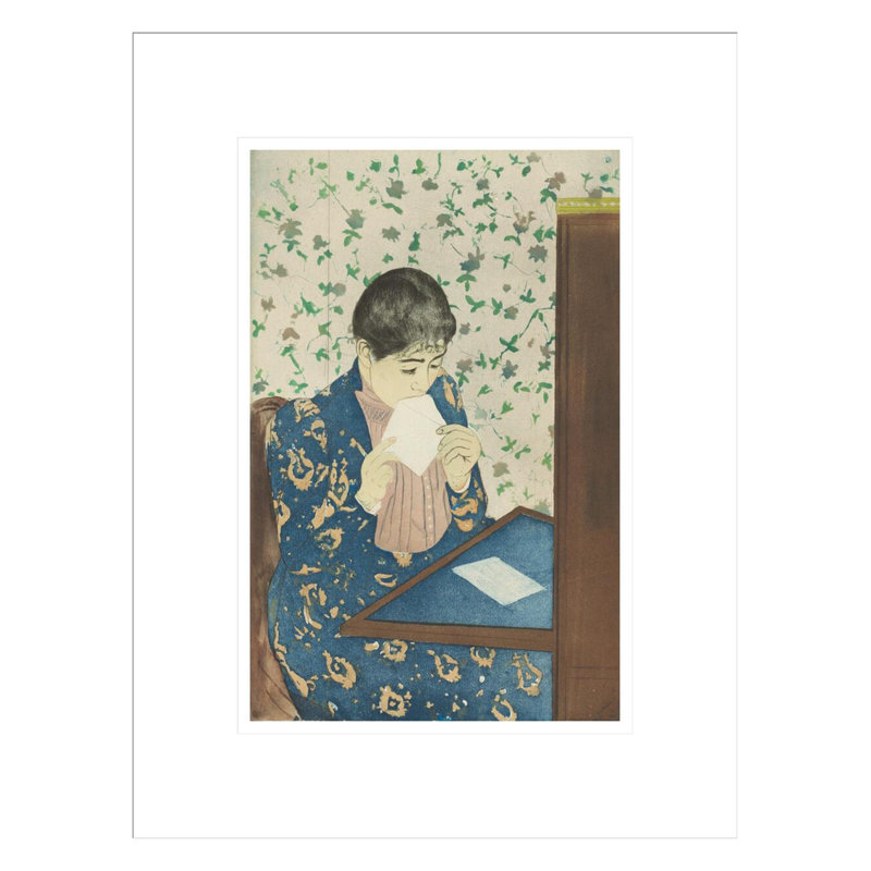 La lettre par Mary Cassatt - Impression sur toile, H 16,75 po x l 12,88 po