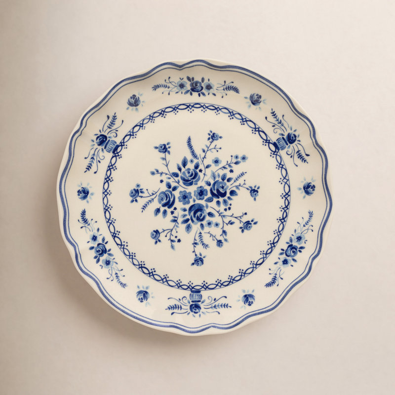 Vila Salad Plates, Beige/Blue