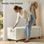 Banc de rangement avec repose-pieds 45,3 po, banc de bout rembourré plus épais de 3,14 po avec compartiment caché de 30 gallons et poche latérale, pour chambre à coucher, salon, entrée, beige-159778730