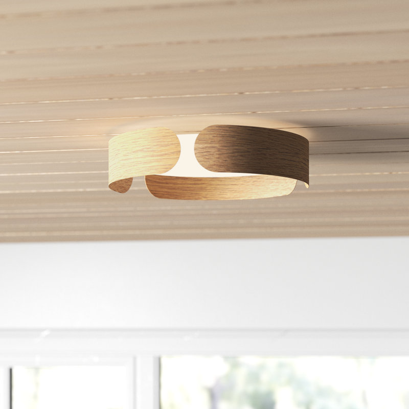 Narjis Acrylic LED Flush Mount, Wood Color