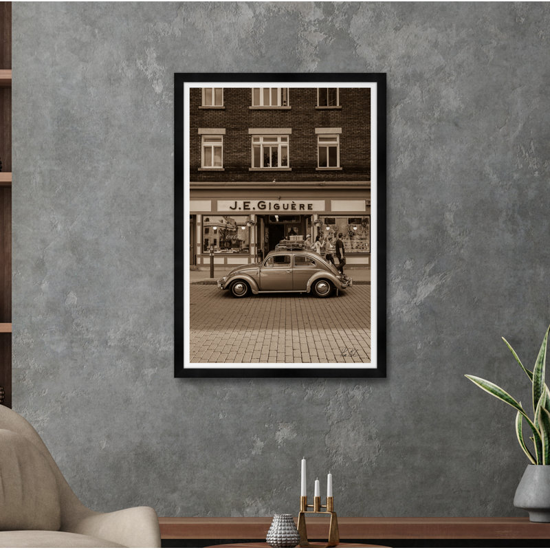Quebec Parked Car In Sepia Print by Tim Klein