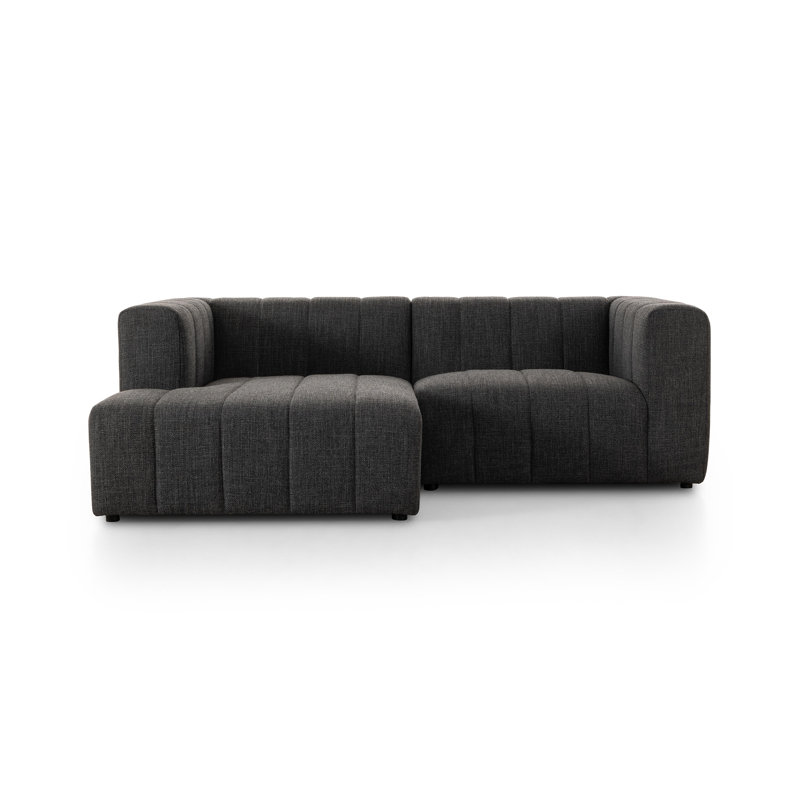 Langham Chaise Sectional, Saxon Charcoal Polyester, Left Hand Facing