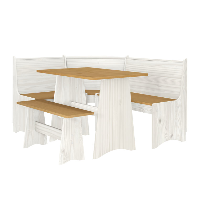 Breakfast Nook Kitchen Corner Dining Table Bench Chair Set with Storage, Space-Saving 3-4 Seat L-Shape for Farmhouse Family Home Wood