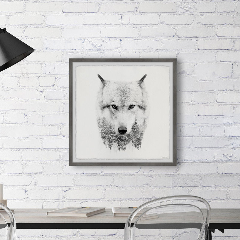 White Wolf - Single Picture Frame Print, 81cm H x 81cm W x 3.81cm D
