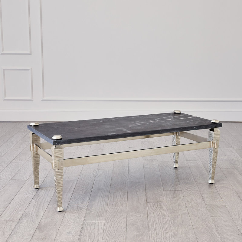 Roman Coffee Table, Black Top/Nickel Plated Base