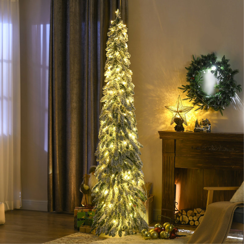 Arbre de Noël artificiel de 7 pi avec 7 536 branches, 350 lumières DEL blanches ou colorées, forme Downswept, 6.9'