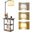 Lampe sur pied avec table d'appoint et station de charge, prises USB / Type-C / AC à 3 voies, ampoule DEL à température de couleur de 3 couleurs, table de chevet à tablettes modernes pour chambre à coucher, salon, bureau