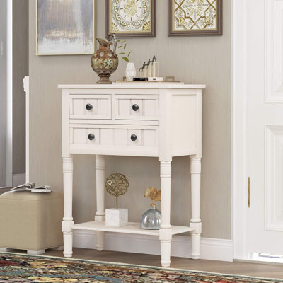 Weinman Modern Rustic Narrow Console Table with 3 Drawers and Bottom Shelf for Hallways, Entryways, or Behind Sofas