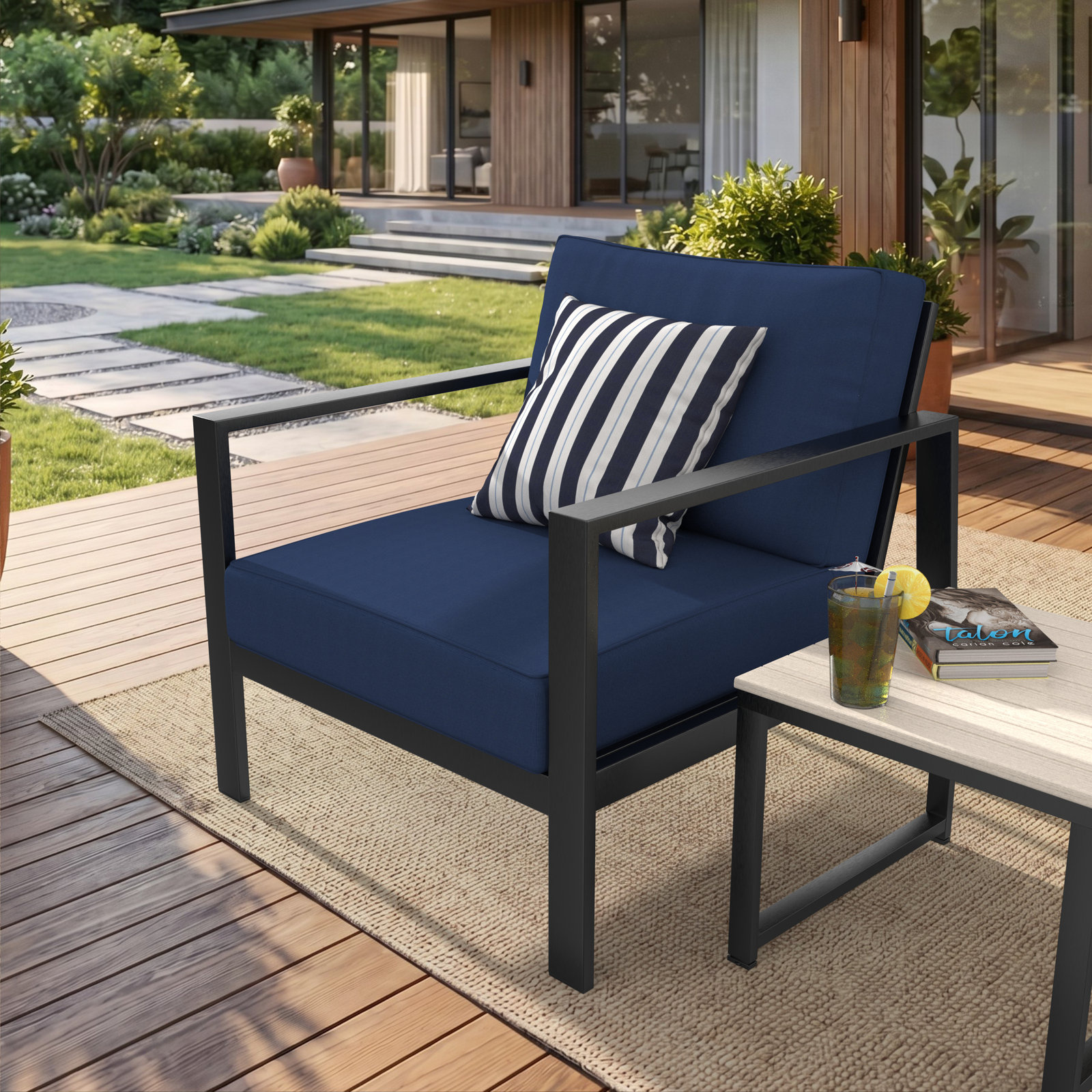 Outdoor Sunbrella Seat/Back Cushion, Canvas Navy Sunbrella® Canvas