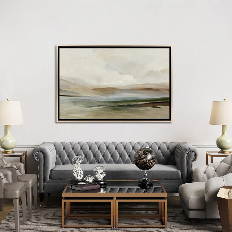 Echoes of Solitude - Wall Art Print - Framed Canvas, 40" H x 60" W, Champagne