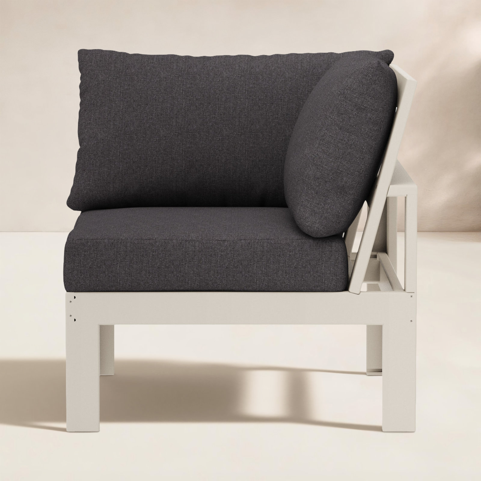 POLYWOOD® Edge Modular Corner Chair, Sand, Ash Charcoal Revolution®