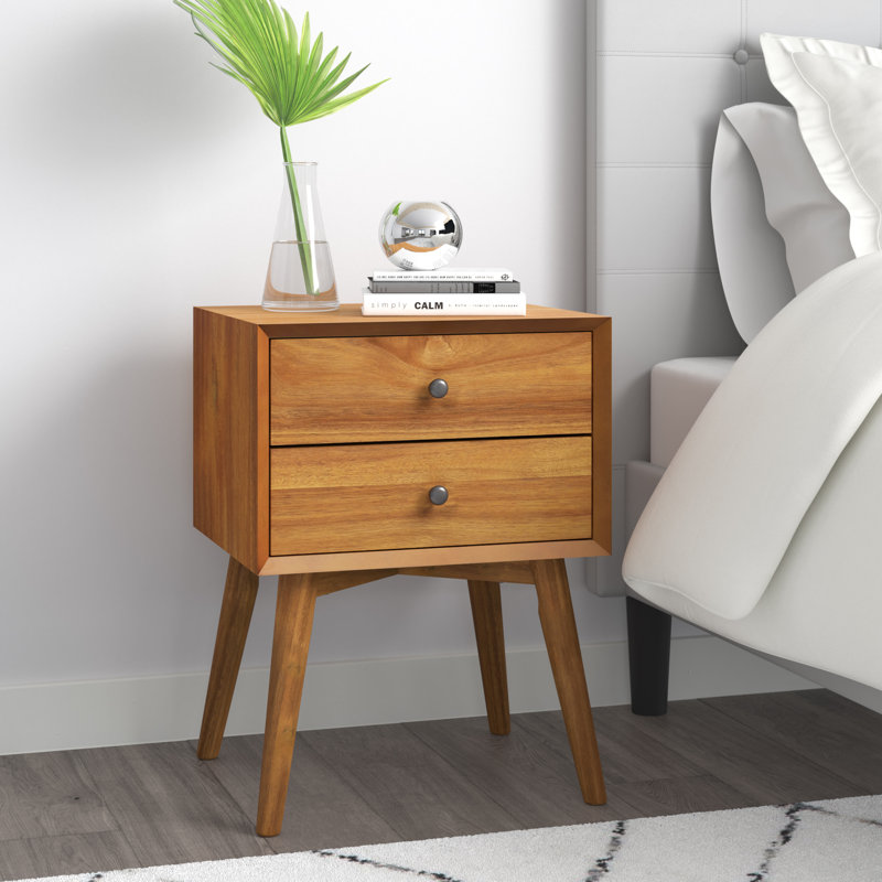 Dorsey Nightstand with Solid Wood Base, Light Brown