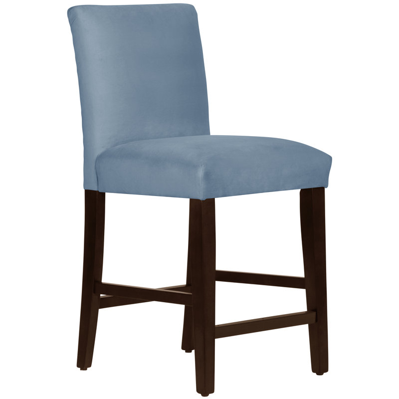 Tabouret de bar et de comptoir Hadrien, Velours océan classique, Espresso, Tabouret de comptoir (siège d'une hauteur de 26 p