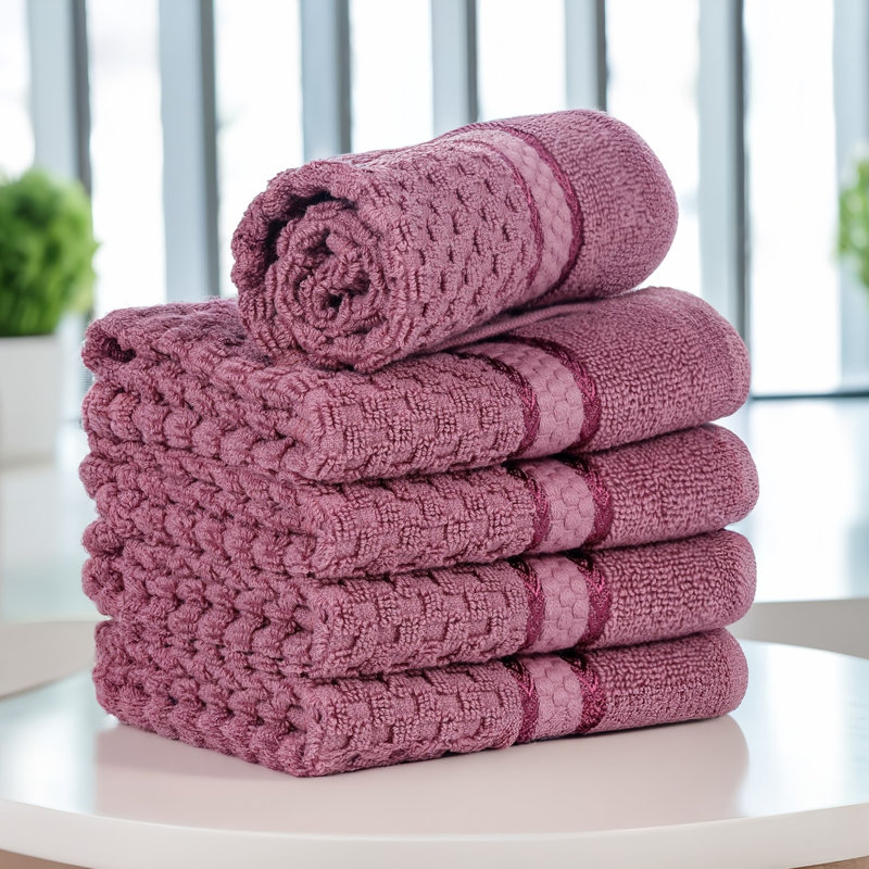Collection de serviettes texturées 100% coton Mulaayam, Mauve raisin
