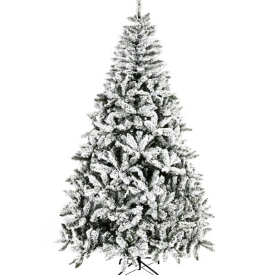 7.5' Tall Artificial Christmas Tree With Flocked Snow Feature, Realistic, Flame Retardant, Easy Assembly Presented Details, , Method