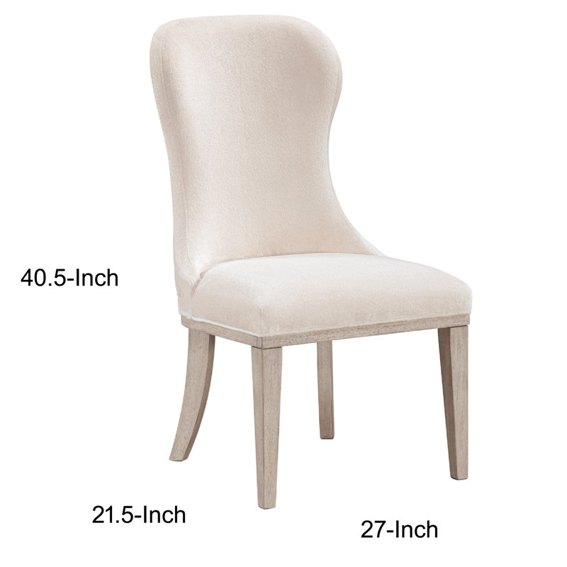 Ensemble de 2 chaises d'appoint à oreilles Lofi, polyester ivoire, bois gris clair
