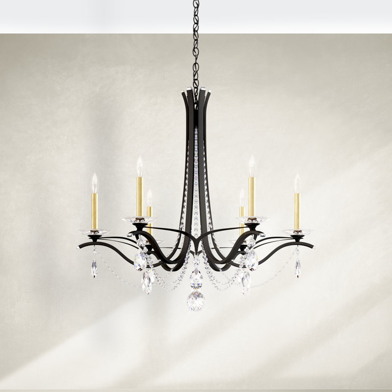 Vesca 6 - Light Chandelier, Ferro Black, Clear Heritage Crystal