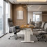 Ensemble de 3 chaises de bureau en cuir