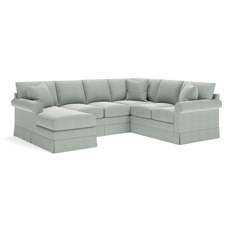 Friedman Upholstered Chaise U-Sectional, Left Hand Facing, Conversation Capri Basketweave