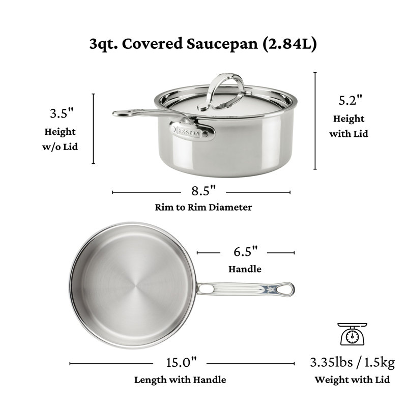 Probond® Luxe 2-quart Professional Clad Stainless Steel Saucepan With Lid, 3 quarts