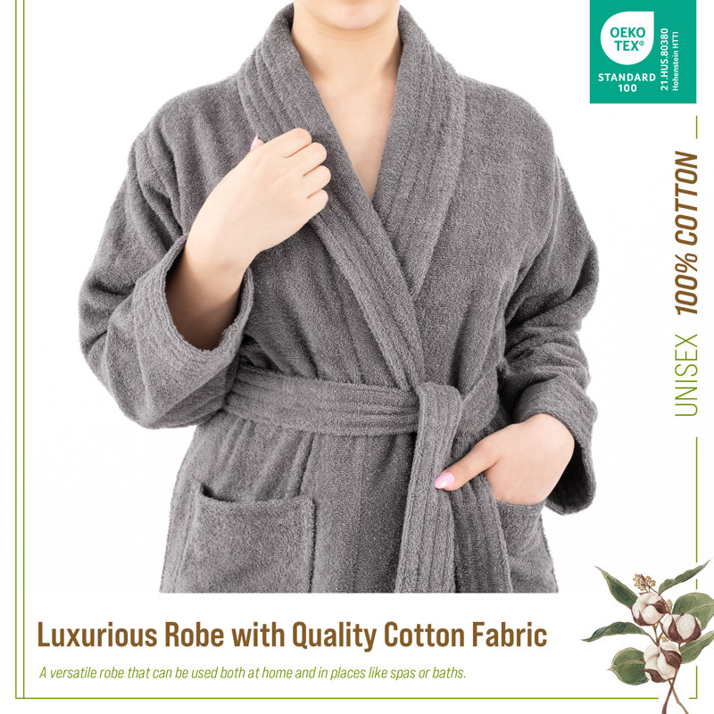 Gray Large Unisex Cotton Linen Turkish Bathrobe