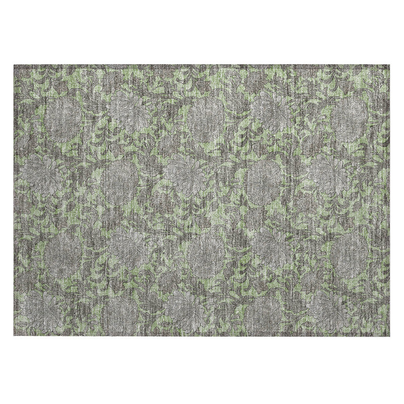 Washable Floral Indoor / Outdoor Rug, Rectangle 1'8" x 2'6"