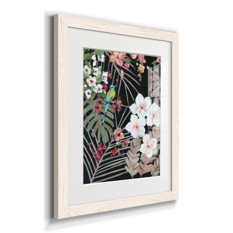 Tropical Midnight I - reproduction d'art sur papier encadré, H 20 po x l 17 po x P 1,5 po, Cadre blanc