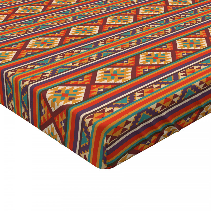 Queen Multicolor Geometric Microfiber Fitted Bed Sheet