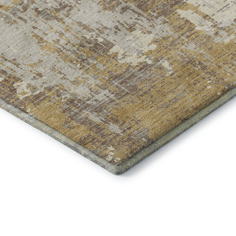 Premium Machine Washable Mayfield AMF1008 Abstract Rug, Round 8'