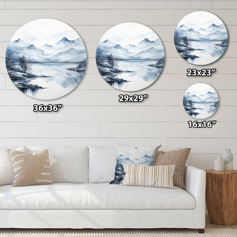 Gris gris, minimalisme, forêt, reflets I - Décoration abstraite ronde en métal, H 36 po x l 36 po