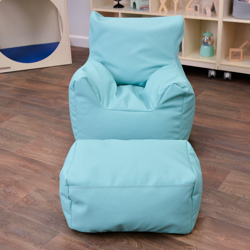 Fauteuil confortable et repose-pieds, Polyuréthane bleu sarcelle