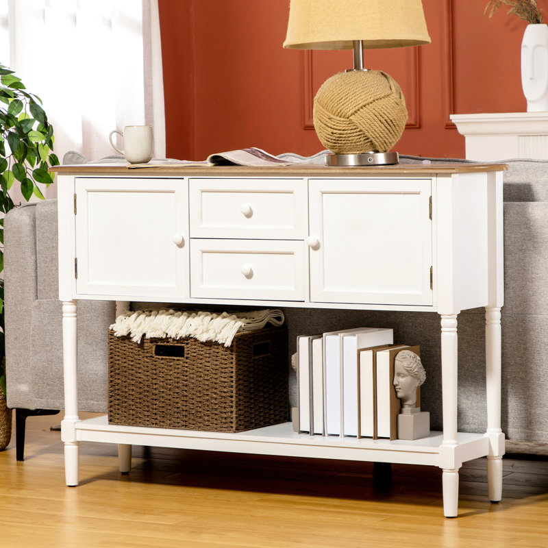 Console blanche avec solution de rangement, utilisation polyvalente - pieds en pin, vestibule captivant